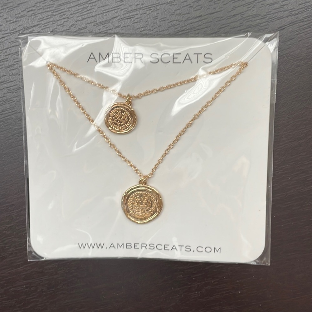 Gold double coin necklace